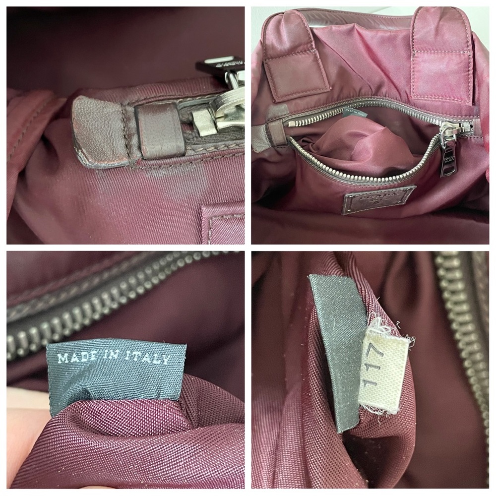 Prada burgundy Tessuto nylon large travel tote bag - Picture 10 of 10